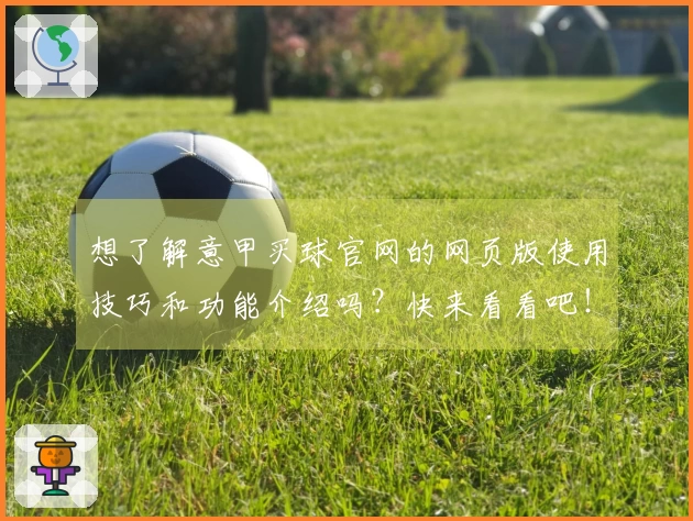 想了解意甲买球官网的网页版使用技巧和功能介绍吗？快来看看吧！